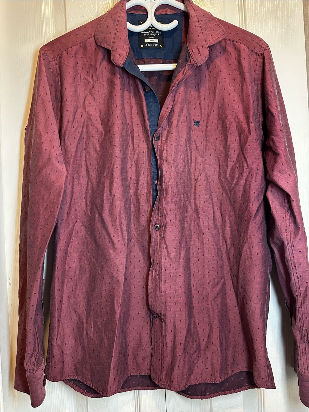 Men's Lightweight Button-Up Shirt in Burgundy by David Ginola